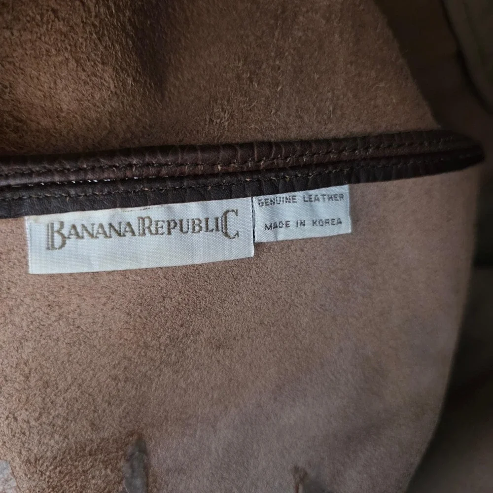 Banana Republic 90s Vintage Brown Pebbled Leather Drawstring‎ Backpack Bag